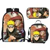 Set de Mochila Escolar de Tres Piezas de Naruto Transfronterizo para Estudiantes de Primaria y Secundaria, Mochila Infantil, Bolso de Hombro
