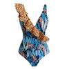 En Stock Traje de Baño de Dos Piezas 2025 para Mujer, Estampado de Leopardo, Falda de Gasa con Volantes, Alta Elasticidad, con Copas en el Pecho