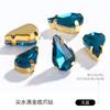 Nuevo taladro de garra dorada de cristal con forma de gota de agua afilada con agujero para coser a mano, accesorios para zapatos de boda y ropa hechos a mano, venta al por mayor