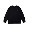 Moletom masculino gola careca liso com bordado de letra para outono e inverno, estilo básico casual para casais, blusa de manga comprida com forro de fleece