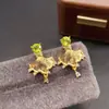 Pendientes Transfronterizos de Peridoto Natural Accesorios para Mujer Nicho Alta Gama Joyería de Plata 925 5*5mm Moda Directo de Fábrica