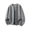 Moda Masculina de Otoño e Invierno Nueva Transfronteriza Color Sólido de Un Solo Botón Casual Cardigan de Punto Chaqueta Talla Grande