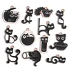 Dibujo Animado Lindo Aleación de Goteo de Aceite Colgante de Gato Negro Accesorios de Joyería de Aleación DIY Colgante de Llavero W629