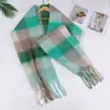 Bufanda de Cuadros Transfronteriza Nueva Estilo Europeo y Americano Bloque de Color para Mujer Bufanda de Punto Suave Cera Cálida Otoño e Invierno Nórdico Cuadros de Color Contrastante