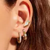 Nuevos Pendientes de Oro de 14K con Incrustaciones de Cobre y Circonita de Amazon Set Individual para una Oreja Hebillas de Oreja de Cobre Joyería de Oreja de Moda para Mujeres