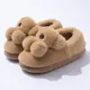Chinelos de algodão Ursinho para meninas, novos estilos outono e inverno, com calcanhar fechado, sola grossa, antiderrapantes, fofos e de pelúcia, adequados para uso interno e como par para casais