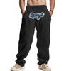 Pantalones Deportivos Casuales de Lino para Hombre de Estilo Americano Transfronterizo, Holgados de Pierna Ancha, Hip-hop, Moda Urbana, Lavados, Bordados, para Jogging