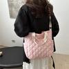 Bolsa Versátil com Bordado Lingge Feminina 2024 Elegante Moderna Bolsa Tote Casaco Acolchoado com Algodão Bolsa de Mão Simples para Mulheres