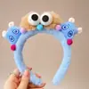Faixa de cabeça fofa com orelhas de panda para lavar o rosto, faixa de cabeça de pelúcia de desenho animado com coroa alta para mulheres, faixa para maquiagem e lavar o cabelo, acessório de cabelo