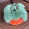 Colgante Llavero de Piel Sintética de Conejo Rex con Diseño de Caqui para Coches, Regalos de Cumpleaños y Accesorios de Bolsos