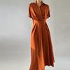 Vestido camisero estilo francés estilo coreano para mujer, estilo veraniego, largo, elegante y ajustado.