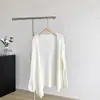 Estilo Coreano Design Elegante Irregular Manga Longa Tricô Cardigã Peça de Roupa Externa Feminina 2026 Outono Cardigã de Tricô Vazado Jaqueta Suave
