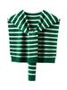 Cachecol de malha com nó feminino, 100 lãs listradas, para primavera e outono, com camisa combinando com ar-condicionado e xale listrado empilhado
