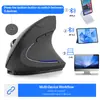 Pulseira Colorida Gradiente Mouse Vertical Bluetooth+2.4G Modo Duplo RGB Brilhante Ergonômico Recarregável