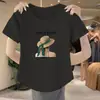 Camiseta Versátil de Manga Corta para Mujer Talla Plus con Hombro Normal, Nuevo Estilo Coreano de Verano, Corte Delgado, Favorecedora, Casual, Rejuvenecedora, Top Elegante