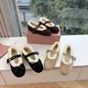 Zapatos Mary Jane de Lana de Cordero para Mujer Otoño Invierno Nueva Moda Bailarinas con Lazo Zapatos Peludos Zapatos de Algodón con Felpa para Mujer