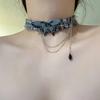 Collar de felpa con borlas de mariposa de nicho para otoño e invierno, nuevo collar gris sucio para mujer, collar Y2K, cadena de clavícula, cadena de lana