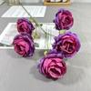 Rosa de ensueño de cinco cabezas rama única rosa redonda arreglo floral coreano para boda flor de seda arreglo floral fresco para salón de bodas pared flor de seda