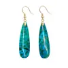 Pendientes colgantes largos con forma de lágrima de piedra natural de gran venta transfronteriza y conjunto de collar, joyería estilo INS europeo y americano