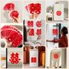 Pegatinas electrostáticas flocadas para decoración de ventanas de bodas, pegatinas para decorar ventanas de cristal de salas de bodas, decoración estilo boda