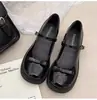Sapatos Mary Jane Versáteis com Laço e Salto Grosso para Mulheres 2025 Outono Novo Japonês Jk Marrom Tira Única Sapatos de Couro
