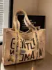 Saco de ombro de lona de verão Saco de compras portátil de grande capacidade das mulheres All-match Tote Bag para Student Class Commuter