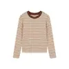 Blusas Infantis Amybaby Inverno 2025 Novo Estilo Coreano Estilo Ocidental Listrado Cor Contrastante Manga Longa Camisa Básica