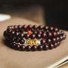 Pulsera de sándalo rojo lobulado con múltiples círculos de Venus de 6 mm DIY para mujer, pulsera de cera de abeja roja del sur Pixiu a juego