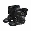 Primeiro Encontro Ji Botas Cano Curto Pretas Retrô Femininas 2026 Novas Botas de Calça com Rebite Botas Western Botas Amassadas Empilhadas Botas de Motociclista