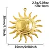 Pingente elegante retrô transfronteiriço de sol e lua, acessório de joalheria artesanal DIY em aço inoxidável banhado a ouro 18K.