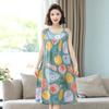 Camisón de Verano para Mujeres de Mediana Edad y Ancianas, Pijama de Algodón Seda para Madres, Camisón Delgado de Manga Corta, Ropa de Casa Holgada de Algodón Artificial