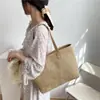 Bolsa Feminina Simples de Grande Capacidade 2025 Nova Tendência Moda Bolsa de Mão de Linho Bolsa de Ombro Bolsa Tote Influenciador da Internet