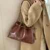 Bolsa de Corrente com Strass para Mulheres, Grande Capacidade, Nova Bolsa Transversal de Ombro Retrô Outono/Inverno 2025, Bolsa Tote Casual para o Dia a Dia