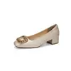 Retro Francés con Zapatos Qipao para Mujer 2026 Nuevo Tacón Grueso Punta Cuadrada Boca Baja Tacones Altos Nuevo Estilo Chino Tendencia Nacional Banquete de Bodas Zapatos de Salón