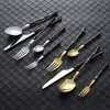 Juego de Cubiertos de Acero Inoxidable Estilo Retro con Patrón de Mármol, Estilo Occidental: Cuchillo, Tenedor, Cuchara, Cuchara de Postre, Cuchillo para Filete, Cucharilla de Café