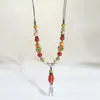 Estilo Étnico Retro Cerámica Accesorios de Collar Joyería para Mujer Diseño de Nicho Versátil Cadena Larga para Suéter Lujo Accesible y Sentido de Alta Gama