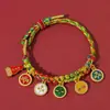 Pulsera de los Cinco Dioses de la Riqueza para el Año de Nacimiento, Hilo Rojo Hecho a Mano DIY Pulsera de Joyería de Estilo Étnico para Hombres y Mujeres Parejas