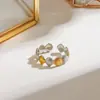 Wanxing Transfronterizo Europa y Estados Unidos Nuevo Estilo Casual Serie Combinación de Colores Dorado y Plateado Apertura Ajustable Anillo Versátil de Acero de Titanio Dorado 18K