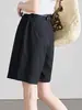 Pantalones Cortos de Traje Rectos Simples Versátiles de Calidad Boutique para Mujer, Pantalones Casuales de Cinco Puntos Holgados y Adelgazantes, Verano 2026