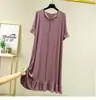 Novo Vestido de Verão Estilo Coreano 2024 para Mulheres, Comprimento Médio, Soltinho e Versátil, Manga Curta, Gola Redonda, Camisola, Saia de Cor Sólida para Mulheres