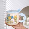 Conjunto para Casa Desenho Animado Animal Fofo Caneca Cerâmica com Tampa e Colher Alto Valor de Cor Caneca de Grande Capacidade Caneca Presente para Mãos