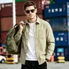 Camisa de trabajo caqui retro americana para hombre, otoño, manga larga, moderna, corte holgado, chaqueta casual lavada para hombre