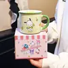 Taza de cerámica de dibujos animados Sanrio para uso doméstico, taza de leche linda y creativa para niños, taza abierta para estudiantes