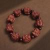 Pulsera de talla de palo de rosa de hoja pequeña 18 arhat sándalo rojo sangre Dragón nace nueve hijos cuentas de Buda Wenwan piezas de mango de pulsera