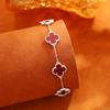 Pulseira Trevo de Quatro Folhas Cinco Flores Gelo Moído Prata de Lei para Mulheres S925 Nicho Joias de Alto Nível Presente de Dia dos Namorados para Namorada