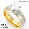 Anillo de moda y único de cuatro garras simple en oro y plata con incrustaciones de diamantes, brillante, elegante y moderno, anillo de pareja de acero inoxidable con diamantes