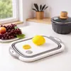 Tabla de cortar portátil multifuncional, tazón para lavar verduras y frutas en casa, tabla de cortar plegable, tabla de cortar de grado alimenticio, tres en uno