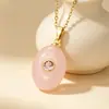Collar transfronterizo bañado en oro de 18k con imitación de piedra natural incrustaciones de diamantes, lágrima ovalada, joyería de moda multicolor de lujo ligero al por mayor