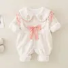 Enterizo de doble capa para bebé nuevo de primavera, lindo atuendo para niña de bebé para celebraciones de un mes y 100 días, estilo princesa súper adorable, moderno para salir