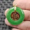 Jasper de Taiwán palabra Fu hebilla de jade colgante de jade cuarzo verde roca Hebilla de jade pulsera collar pendientes colgante de jade